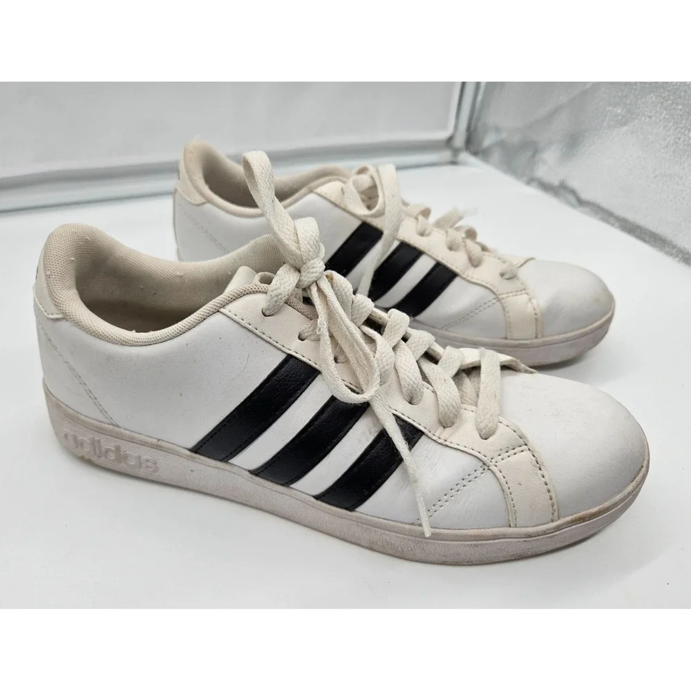 Adidas Neo Cloudfoam Mens White Black‎ Low Top Sneakers Shoes Classic Stripe 9